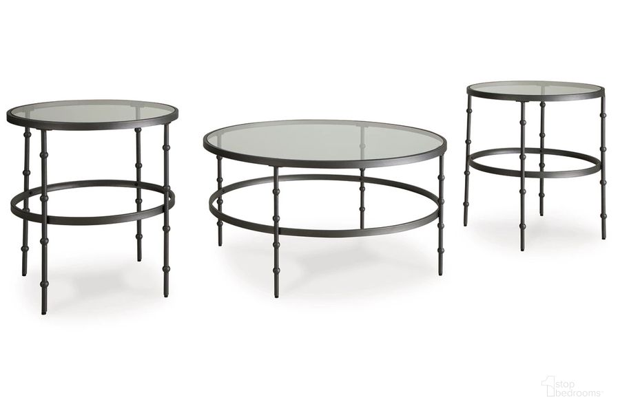 The appearance of Kellyco Table Set of 3 In Gunmetal designed by Signature Design by Ashley in the modern / contemporary interior design. This gunmetal piece of furniture  was selected by 1StopBedrooms from Kellyco Collection to add a touch of cosiness and style into your home. Sku: T246-13. Material: Metal. Product Type: Occasional Table Set. Image1