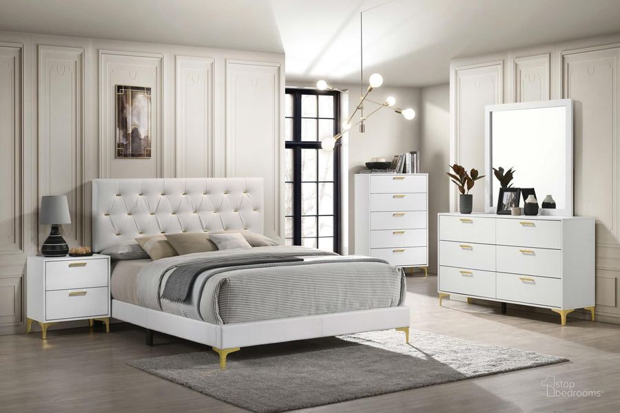 The appearance of Kendall White Tufted Upholstered Upholstered Panel Bedroom Set designed by Coaster in the glam interior design. This white piece of furniture  was selected by 1StopBedrooms from Kendall Collection to add a touch of cosiness and style into your home. Sku: 224401Q;224402. Material: Wood. Product Type: Bedroom Set. Bed Size: Queen. Image1