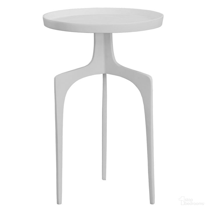 The appearance of Kenna Accent Table In White designed by Uttermost in the  interior design. This white piece of furniture  was selected by 1StopBedrooms from Kenna Collection to add a touch of cosiness and style into your home. Sku: 25734. Material: Aluminum. Product Type: Accent Table. Image1
