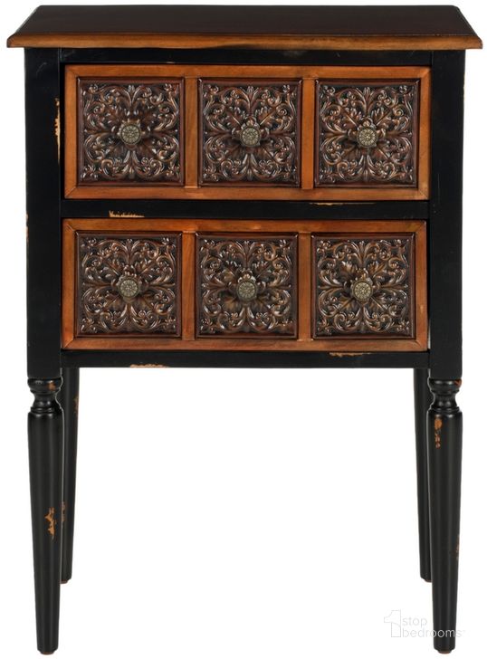 The appearance of Kenneth Dark Brown 2-Drawer Side Table designed by Safavieh in the rustic / southwestern interior design. This dark brown piece of furniture  was selected by 1StopBedrooms from Safavieh AMH Collection to add a touch of cosiness and style into your home. Sku: AMH4052A. Product Type: Accent Table. Material: Iron. Image1