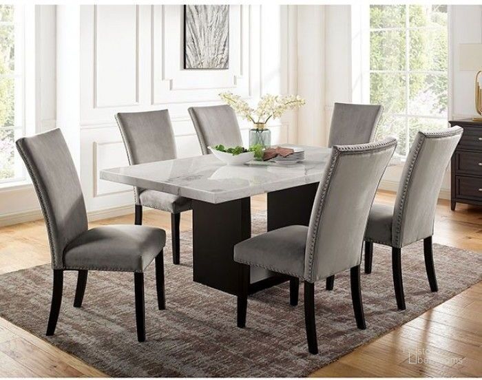 The appearance of Kian White And Black Dining Room Set designed by Furniture of America in the transitional interior design. This black and white piece of furniture  was selected by 1StopBedrooms from Kian Collection to add a touch of cosiness and style into your home. Sku: CM3744T-1;CM3744T-2;CM3744BG-SC-2PK. Material: Wood. Product Type: Dining Room Set. Size: 42". Image1
