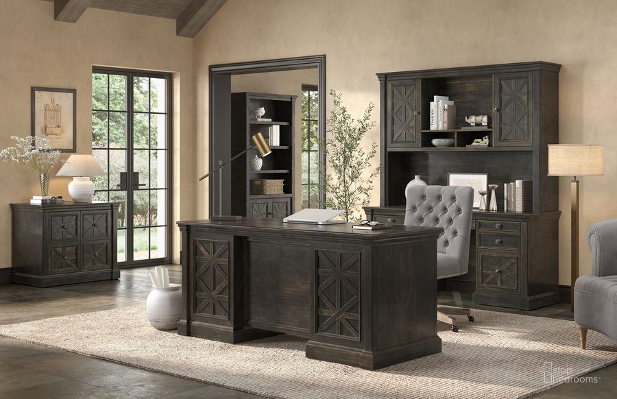 The appearance of Kingston Double Pedestal Executive Home Office Set In Brown designed by Martin Furniture in the transitional interior design. This brown piece of furniture  was selected by 1StopBedrooms from Kingston Collection to add a touch of cosiness and style into your home. Sku: IMKN680;IMKN450. Material: Wood. Product Type: Home Office Set. Image1