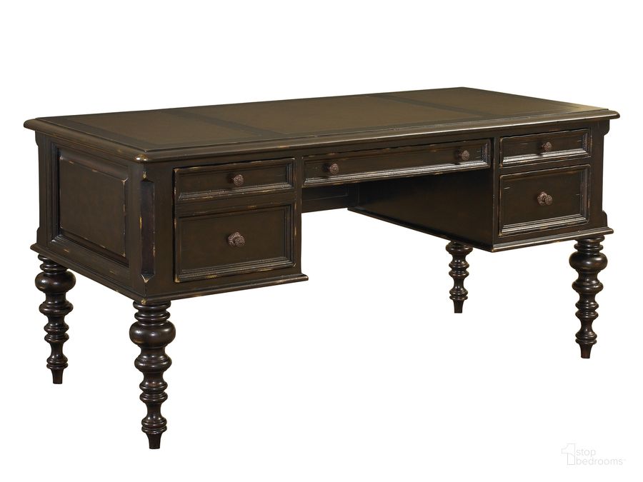 The appearance of Kingstown Rich Tamarind Port Royal Desk designed by Tommy Bahama in the traditional interior design. This brown piece of furniture  was selected by 1StopBedrooms from Kingstown Collection to add a touch of cosiness and style into your home. Sku: 01-0619-935. Material: Leather. Product Type: Writing Desk. Image1