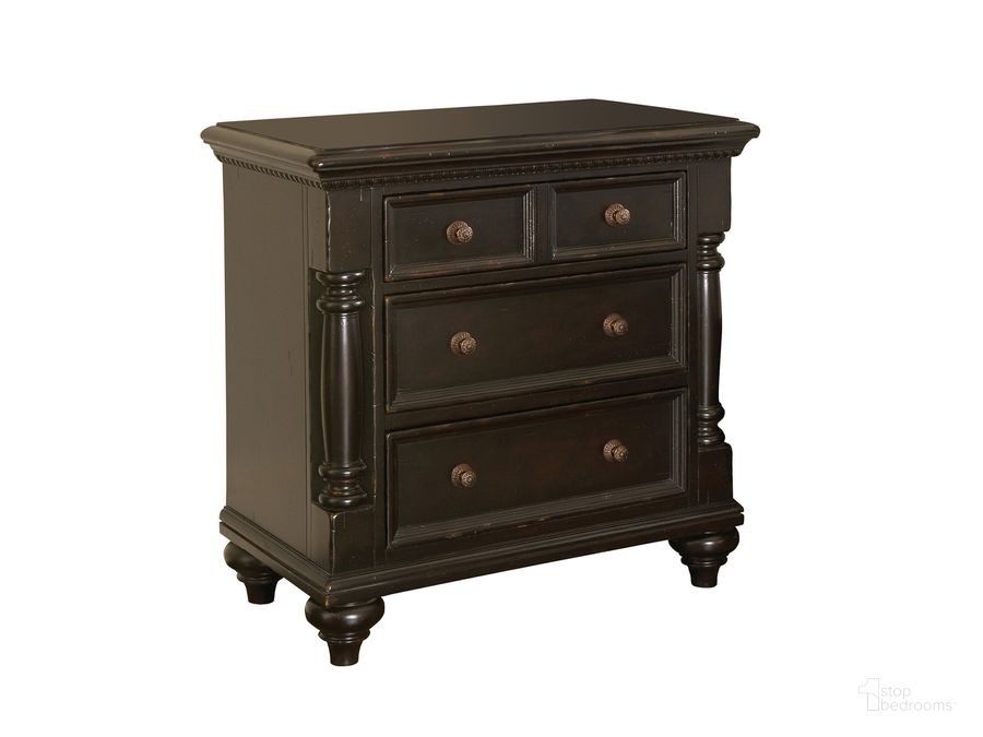 The appearance of Kingstown Rich Tamarind Stony Point Nightstand designed by Tommy Bahama in the traditional interior design. This brown piece of furniture  was selected by 1StopBedrooms from Kingstown Collection to add a touch of cosiness and style into your home. Sku: 01-0619-624. Material: Leather. Product Type: Nightstand. Image1