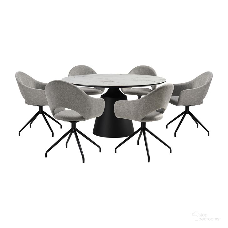 The appearance of Knox Pria 7 Piece Dining Set In Gray designed by Armen Living in the modern / contemporary interior design. This gray piece of furniture  was selected by 1StopBedrooms from Knox Collection to add a touch of cosiness and style into your home. Sku: LCPRSIGRYBLK;LCPRSIGRYBLK;LCPRSIGRYBLK;LCKNDIBLKSRTOP;LCKNDIBLKSRPA;LCKNDIBLKSRBA. Product Type: Dining Room Set. Material: MDF. Image1