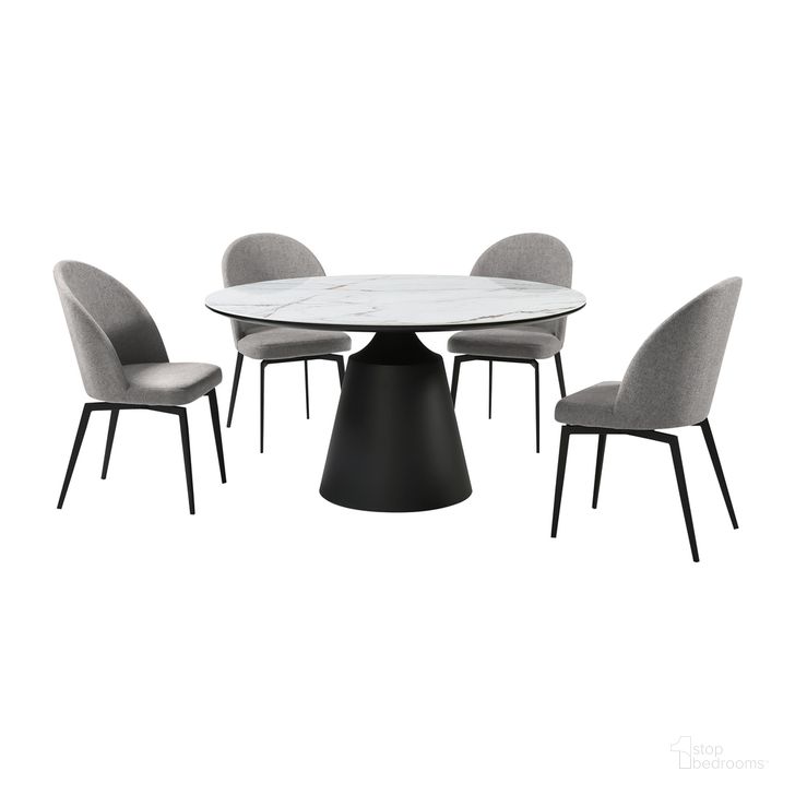 The appearance of Knox Sunny 5 Piece Dining Set In Gray designed by Armen Living in the modern / contemporary interior design. This gray piece of furniture  was selected by 1StopBedrooms from Knox Collection to add a touch of cosiness and style into your home. Sku: LCSNSIGR;LCSNSIGR;LCKNDIBLKSRTOP;LCKNDIBLKSRPA;LCKNDIBLKSRBA. Product Type: Dining Room Set. Material: MDF. Image1