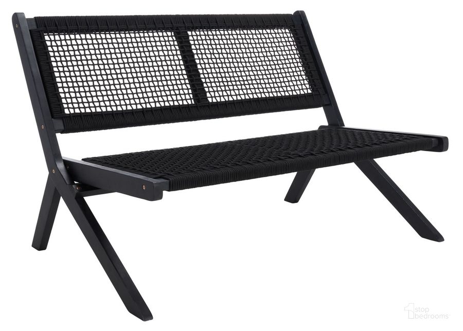 The appearance of Kobina Outdoor Bench in Black PAT7304C designed by Safavieh in the modern / contemporary interior design. This black piece of furniture  was selected by 1StopBedrooms from Kobina Collection to add a touch of cosiness and style into your home. Sku: PAT7304C. Material: Wood. Product Type: Outdoor Bench. Image1