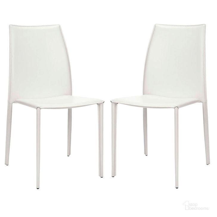 The appearance of Korbin White 19 Inch Stacking Side Chair Set of 2 designed by Safavieh in the modern / contemporary interior design. This white piece of furniture  was selected by 1StopBedrooms from Korbin Collection to add a touch of cosiness and style into your home. Sku: FOX2000A-SET2. Product Type: Dining Chair. Material: Iron. Image1