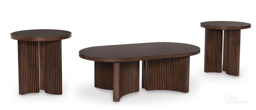 The appearance of Korestone Occasional Table Set In Dark Brown designed by Signature Design by Ashley in the modern / contemporary interior design. This dark brown piece of furniture  was selected by 1StopBedrooms from Korestone Collection to add a touch of cosiness and style into your home. Sku: T689-0;T689-6. Material: Wood. Product Type: Occasional Table Set. Image1