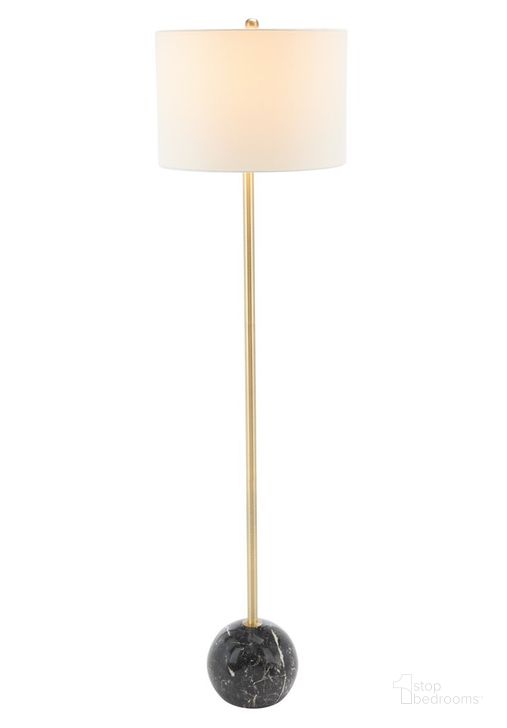 The appearance of Kyrene Floor Lamp in Black designed by Safavieh in the modern / contemporary interior design. This black piece of furniture  was selected by 1StopBedrooms from Kyrene Collection to add a touch of cosiness and style into your home. Sku: FLL7003B. Material: Marble. Product Type: Floor Lamp. Image1