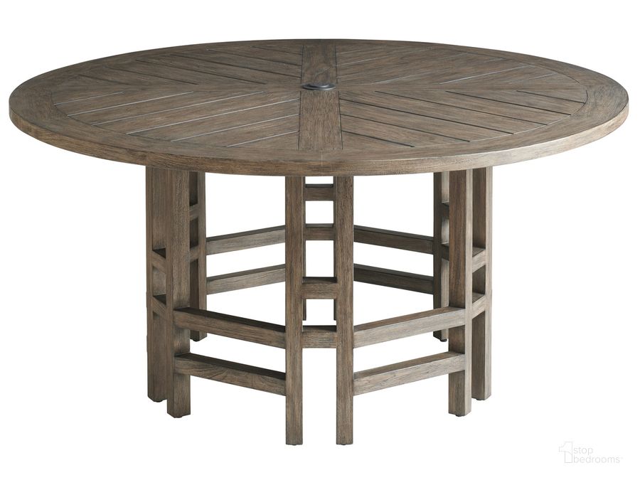 The appearance of La Jolla Round Dining Table designed by Tommy Bahama in the modern / contemporary interior design. This taupe piece of furniture  was selected by 1StopBedrooms from La Jolla Collection to add a touch of cosiness and style into your home. Sku: 01-3950-875C. Table Base Style: Pedestal. Table Top Shape: Round. Material: Wood. Product Type: Dining Table. Size: 60". Image1