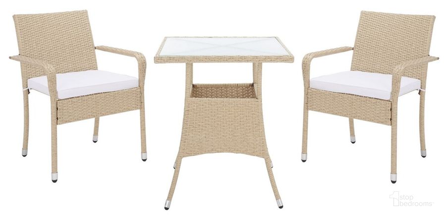 The appearance of Laban Bistro Set in Beige designed by Safavieh in the modern / contemporary interior design. This beige piece of furniture  was selected by 1StopBedrooms from Laban Collection to add a touch of cosiness and style into your home. Sku: PAT7718B. Material: Steel. Product Type: Outdoor Set. Image1
