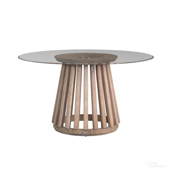The appearance of Laguna Round Dining Table In Tan designed by Bassett Mirror Company in the coastal interior design. This tan piece of furniture  was selected by 1StopBedrooms from Laguna Collection to add a touch of cosiness and style into your home. Sku: 6950-DR-700BEC;0095EC. Table Base Style: Trestle. Table Top Shape: Round. Material: Wood. Product Type: Dining Table. Image1