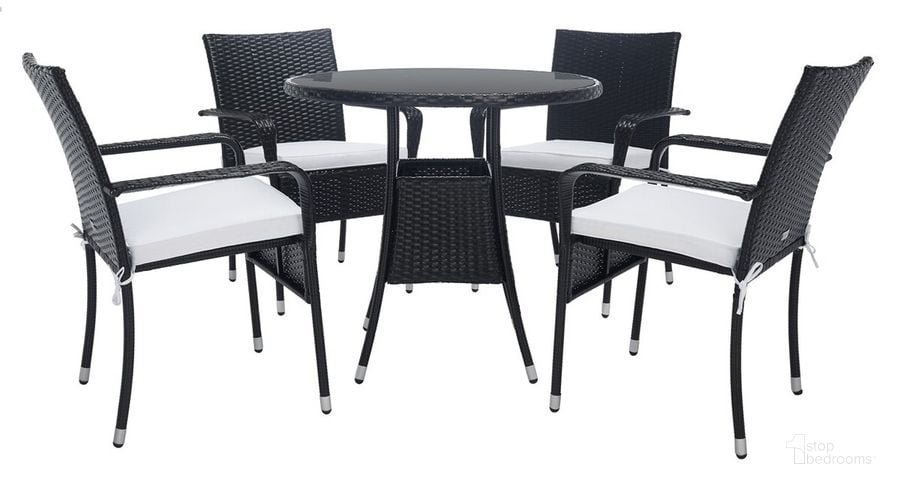 The appearance of Laina Bistro Set in Black and White designed by Safavieh in the modern / contemporary interior design. This black and white piece of furniture  was selected by 1StopBedrooms from Laina Collection to add a touch of cosiness and style into your home. Sku: PAT7703A-2BX. Material: Steel. Product Type: Outdoor Set. Image1