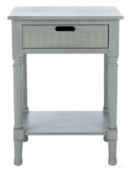 The appearance of Landers 1 Drawer Accent Table in Distressed Grey designed by Safavieh in the modern / contemporary interior design. This distressed grey piece of furniture  was selected by 1StopBedrooms from Landers Collection to add a touch of cosiness and style into your home. Sku: ACC5708E. Material: Wood. Product Type: Accent Table. Image1
