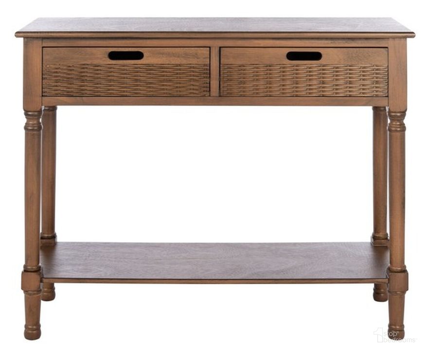 The appearance of Landers 2 Drawer Console in Brown designed by Safavieh in the modern / contemporary interior design. This brown piece of furniture  was selected by 1StopBedrooms from Landers Collection to add a touch of cosiness and style into your home. Sku: CNS5710C. Material: Wood. Product Type: Console. Image1