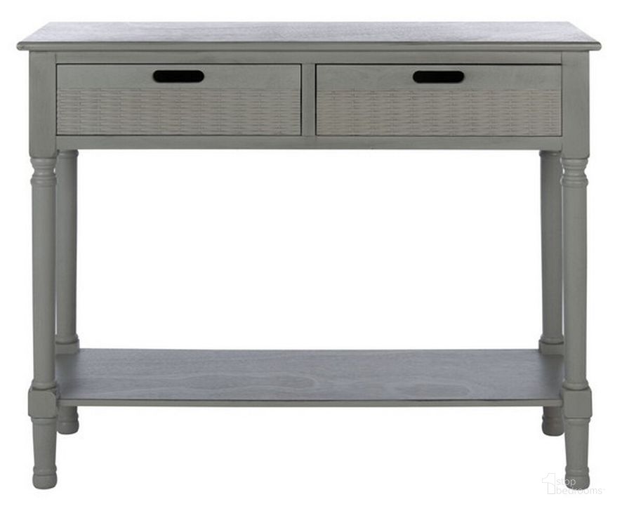 The appearance of Landers 2 Drawer Console in Distressed Grey designed by Safavieh in the modern / contemporary interior design. This distressed grey piece of furniture  was selected by 1StopBedrooms from Landers Collection to add a touch of cosiness and style into your home. Sku: CNS5710E. Material: Wood. Product Type: Console. Image1