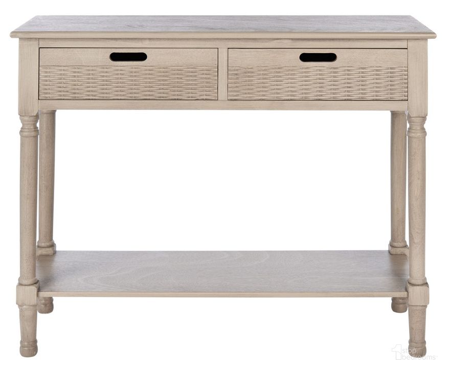 The appearance of Landers 2 Drawer Console in Greige designed by Safavieh in the modern / contemporary interior design. This greige piece of furniture  was selected by 1StopBedrooms from Landers Collection to add a touch of cosiness and style into your home. Sku: CNS5710D. Material: Wood. Product Type: Console. Image1