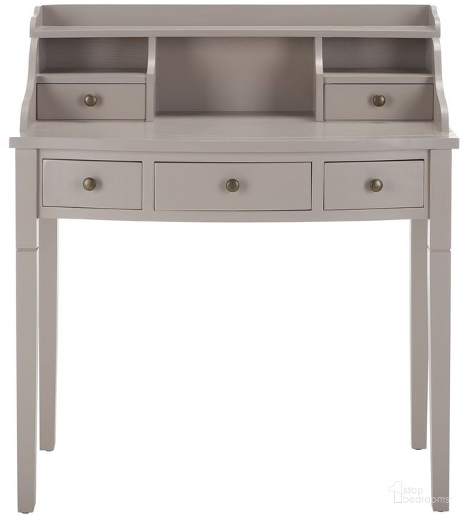 The appearance of Landon Quartz Grey 5-Drawer Writing Desk designed by Safavieh in the modern / contemporary interior design. This gray piece of furniture  was selected by 1StopBedrooms from Landon Collection to add a touch of cosiness and style into your home. Sku: AMH6516C. Material: Wood. Product Type: Desk. Image1