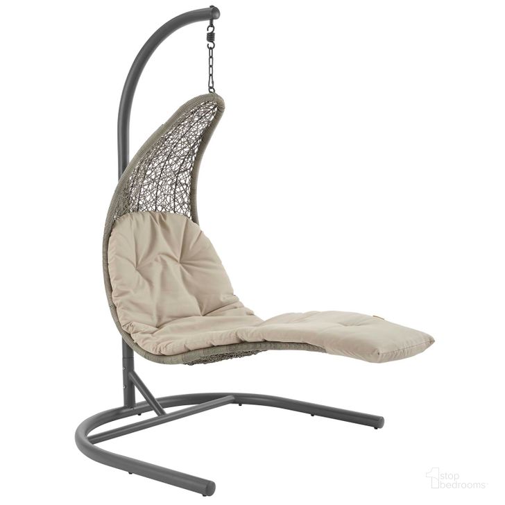 The appearance of Landscape Light Gray Beige Hanging Chaise Lounge Outdoor Patio Swing Chair designed by Modway in the modern / contemporary interior design. This light gray beige piece of furniture  was selected by 1StopBedrooms from Landscape Collection to add a touch of cosiness and style into your home. Sku: EEI-2952-LGR-BEI. Material: Polyester. Product Type: Outdoor Chair. Image1