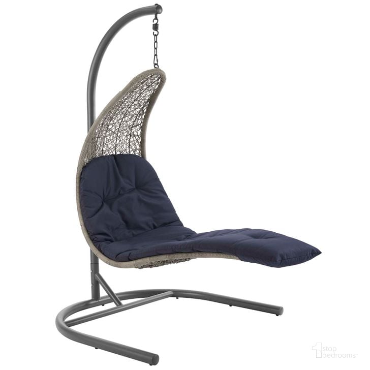 The appearance of Landscape Light Gray Navy Hanging Chaise Lounge Outdoor Patio Swing Chair designed by Modway in the modern / contemporary interior design. This light gray navy piece of furniture  was selected by 1StopBedrooms from Landscape Collection to add a touch of cosiness and style into your home. Sku: EEI-2952-LGR-NAV. Material: Polyester. Product Type: Outdoor Chair. Image1