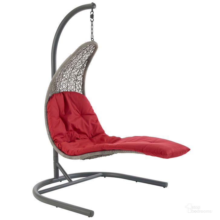 The appearance of Landscape Light Gray Red Hanging Chaise Lounge Outdoor Patio Swing Chair designed by Modway in the modern / contemporary interior design. This light gray red piece of furniture  was selected by 1StopBedrooms from Landscape Collection to add a touch of cosiness and style into your home. Sku: EEI-2952-LGR-RED. Material: Polyester. Product Type: Outdoor Chair. Image1
