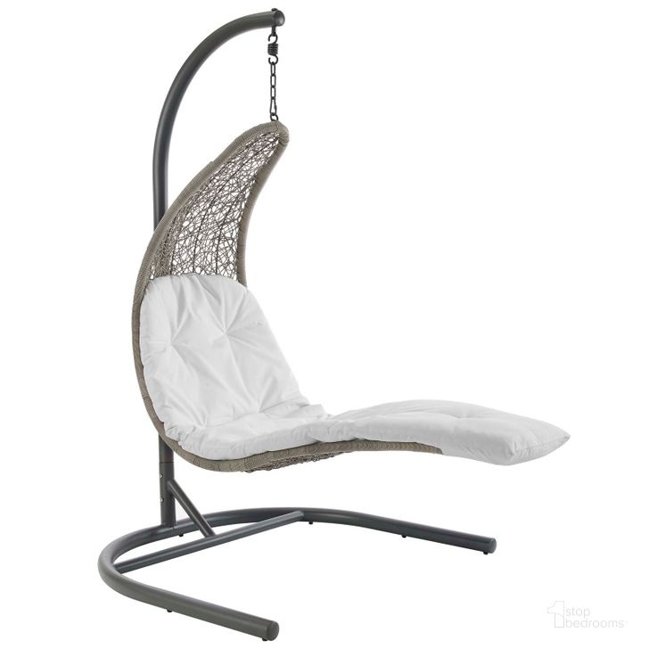 The appearance of Landscape Light Gray White Hanging Chaise Lounge Outdoor Patio Swing Chair designed by Modway in the modern / contemporary interior design. This light gray white piece of furniture  was selected by 1StopBedrooms from Landscape Collection to add a touch of cosiness and style into your home. Sku: EEI-2952-LGR-WHI. Material: Polyester. Product Type: Outdoor Chair. Image1