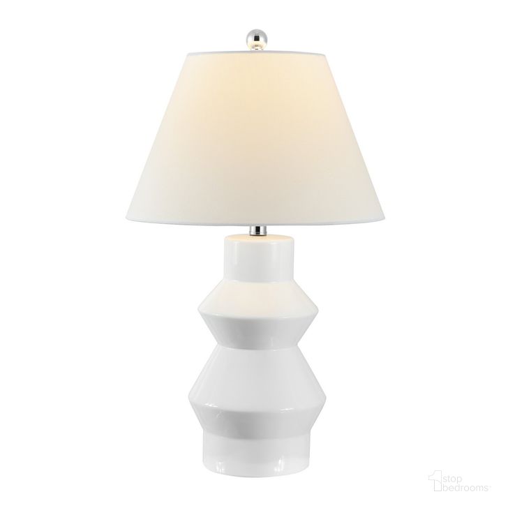 The appearance of Larcia Table Lamp in White designed by Safavieh in the transitional interior design. This white piece of furniture  was selected by 1StopBedrooms from Larcia Collection to add a touch of cosiness and style into your home. Sku: TBL4359A. Material: Ceramic. Product Type: Table Lamp. Image1