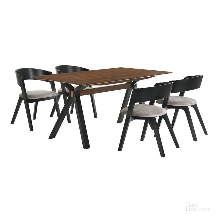 The appearance of Laredo and Jackie 5-Piece Black Rectangular Dining Set designed by Armen Living in the transitional interior design. This black/grey piece of furniture  was selected by 1StopBedrooms from Laredo Collection to add a touch of cosiness and style into your home. Sku: LCLRDIWA;LCJASIBRBL;LCJASIBRBL. Product Type: Dining Room Set. Material: MDF. Image1