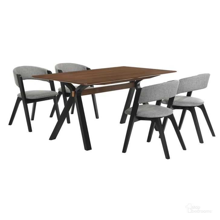 The appearance of Laredo and Rowan 5-Piece Black Rectangular Dining Set designed by Armen Living in the transitional interior design. This black/grey piece of furniture  was selected by 1StopBedrooms from Laredo Collection to add a touch of cosiness and style into your home. Sku: LCLRDIWA;LCRWSIGRBL;LCRWSIGRBL. Product Type: Dining Room Set. Material: MDF. Image1