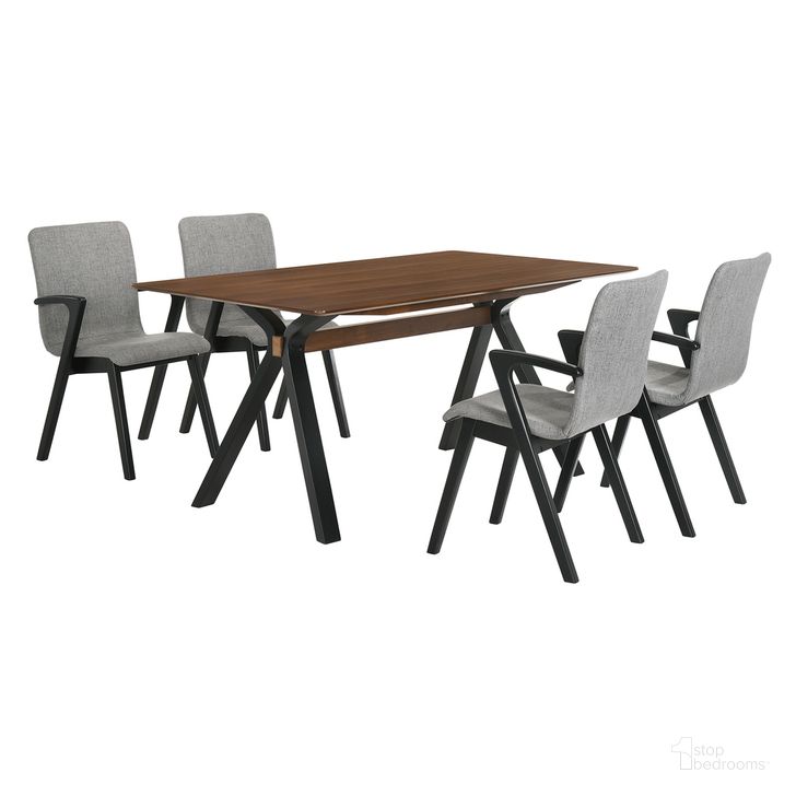 The appearance of Laredo and Varde 5-Piece Black Rectangular Dining Set designed by Armen Living in the transitional interior design. This black/grey piece of furniture  was selected by 1StopBedrooms from Laredo Collection to add a touch of cosiness and style into your home. Sku: LCLRDIWA;LCVRSIGRBL;LCVRSIGRBL. Product Type: Dining Room Set. Material: MDF. Image1