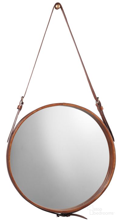 The appearance of Large Round Mirror designed by Jamie Young Company in the traditional interior design. This brown piece of furniture  was selected by 1StopBedrooms from Round Collection to add a touch of cosiness and style into your home. Sku: 7ROUN-LGBR. Material: Leather. Product Type: Accent Mirror. Image1