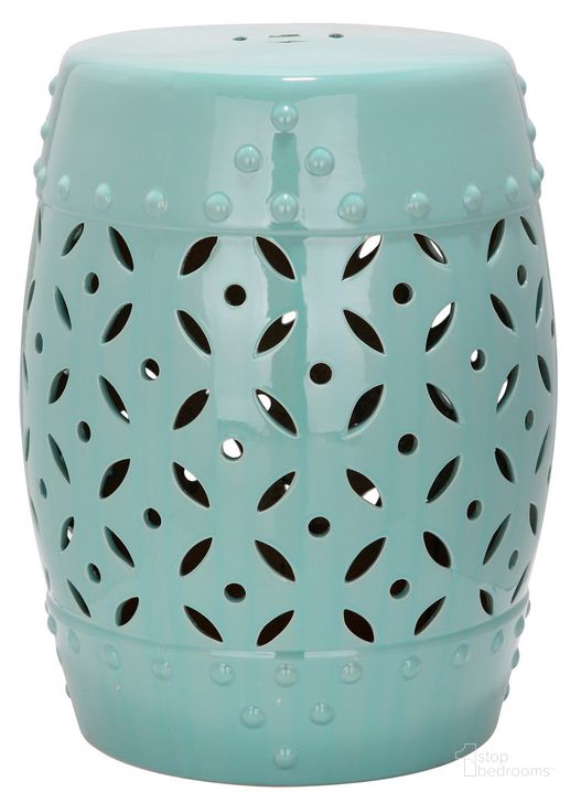 The appearance of Lattice Light Blue Coin Garden Stool designed by Safavieh in the traditional interior design. This light blue piece of furniture  was selected by 1StopBedrooms from Lattice Collection to add a touch of cosiness and style into your home. Sku: ACS4510C. Product Type: Stool. Image1