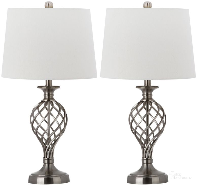 The appearance of Lattice Nickel 26.75 Inch Urn Table Lamp Set of 2 designed by Safavieh in the traditional interior design. This nickel piece of furniture  was selected by 1StopBedrooms from Lattice Collection to add a touch of cosiness and style into your home. Sku: LIT4316A-SET2. Product Type: Table Lamp. Image1