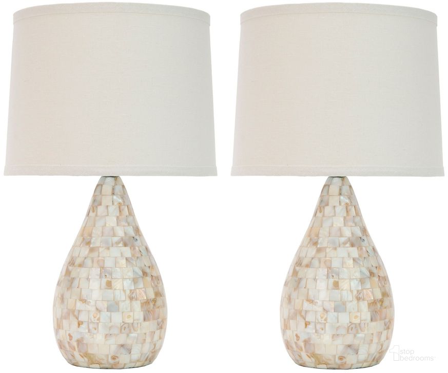 The appearance of Lauralie Ivory 20.5 Inch Capiz Shell Lamp Set of 2 designed by Safavieh in the modern / contemporary interior design. This ivory piece of furniture  was selected by 1StopBedrooms from Lauralie Collection to add a touch of cosiness and style into your home. Sku: LIT4011A-SET2. Product Type: Table Lamp. Image1