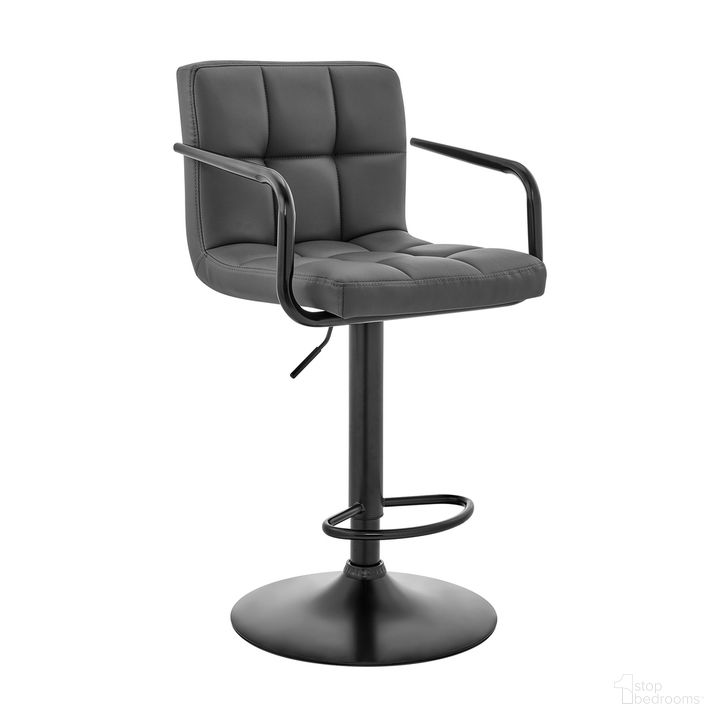 The appearance of Laurant Adjustable Height Gray Faux Leather Swivel Bar Stool designed by Armen Living in the modern / contemporary interior design. This gray piece of furniture  was selected by 1StopBedrooms from Laurant Collection to add a touch of cosiness and style into your home. Sku: LCLABABLGR. Product Type: Barstool. Material: Plywood. Image1