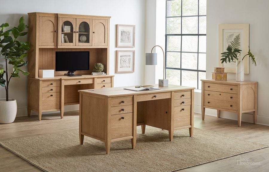 The appearance of Laurel Double Pedestal Home Office Set In Beige designed by Martin Furniture in the modern / contemporary interior design. This beige piece of furniture  was selected by 1StopBedrooms from Laurel Collection to add a touch of cosiness and style into your home. Sku: IMLR680;IMLR450. Material: Wood. Product Type: Home Office Set. Image1