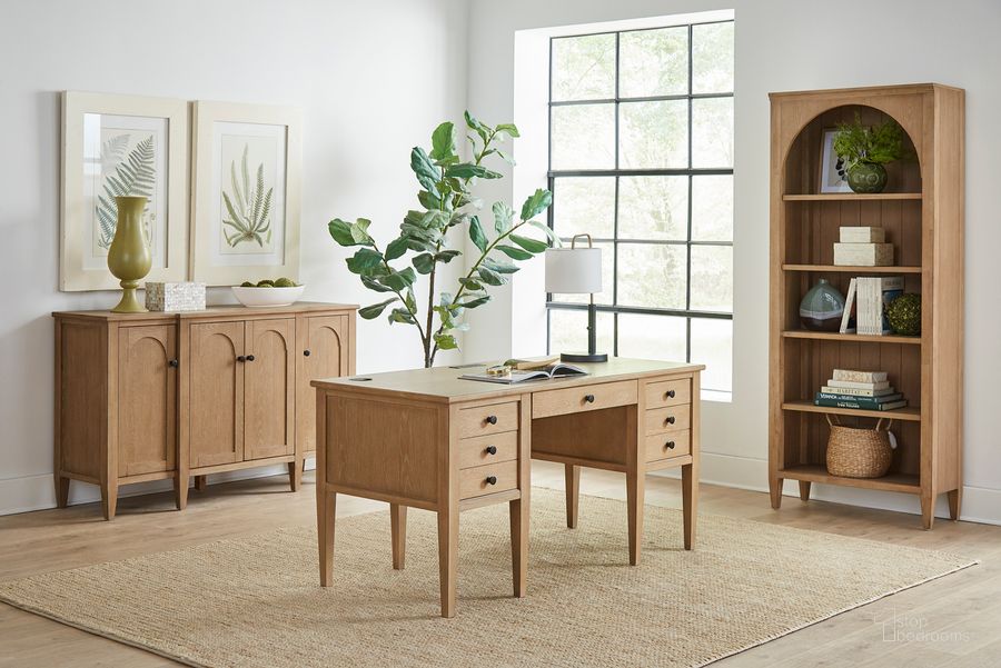 The appearance of Laurel Half Pedestal Home Office Set In Beige designed by Martin Furniture in the modern / contemporary interior design. This beige piece of furniture  was selected by 1StopBedrooms from Laurel Collection to add a touch of cosiness and style into your home. Sku: IMLR660;IMLR450. Material: Wood. Product Type: Home Office Set. Image1