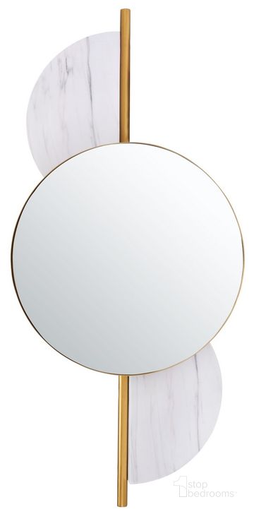 The appearance of Laurelle Mirror in Gold and White designed by Safavieh in the modern / contemporary interior design. This gold and white piece of furniture  was selected by 1StopBedrooms from Laurelle Collection to add a touch of cosiness and style into your home. Sku: MRR3047A. Product Type: Mirror. Material: Iron. Image1