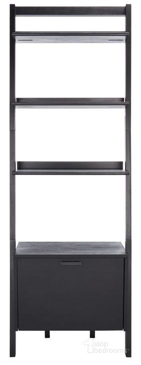 The appearance of Lavina 3 Shelf 1 Door Etagere in Black designed by Safavieh in the industrial interior design. This black piece of furniture  was selected by 1StopBedrooms from Lavina Collection to add a touch of cosiness and style into your home. Sku: ETG9404D. Material: Wood. Product Type: Etagere. Image1