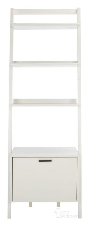 The appearance of Lavina 3 Shelf 1 Door Etagere in White designed by Safavieh in the industrial interior design. This white piece of furniture  was selected by 1StopBedrooms from Lavina Collection to add a touch of cosiness and style into your home. Sku: ETG9404B. Material: Wood. Product Type: Etagere. Image1