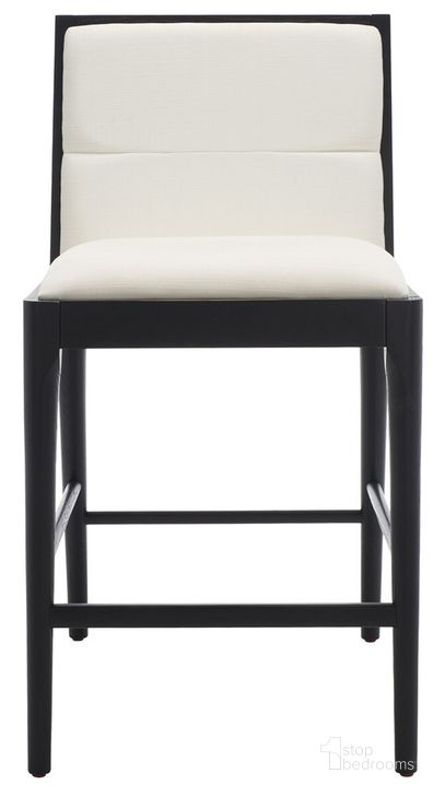 The appearance of Laycee Linen Counter Stool Set of 2 In Black/White designed by Safavieh Couture in the modern / contemporary interior design. This black/white piece of furniture  was selected by 1StopBedrooms from Laycee Collection to add a touch of cosiness and style into your home. Sku: SFV4147A-SET2. Material: Wood. Product Type: Counter Height Chair. Image1