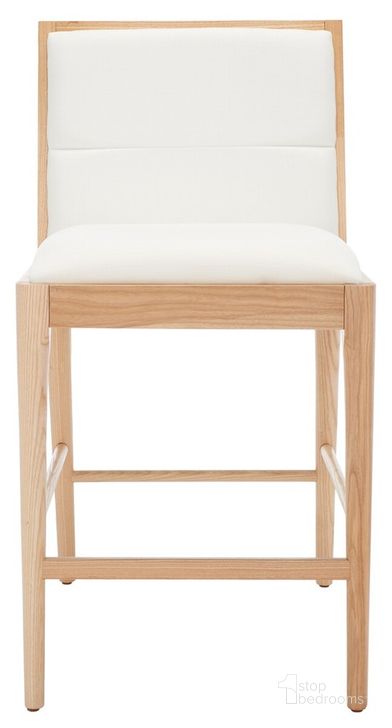 The appearance of Laycee Linen Counter Stool Set of 2 In Natural/White designed by Safavieh Couture in the modern / contemporary interior design. This natural/white piece of furniture  was selected by 1StopBedrooms from Laycee Collection to add a touch of cosiness and style into your home. Sku: SFV4147B-SET2. Material: Wood. Product Type: Counter Height Chair. Image1