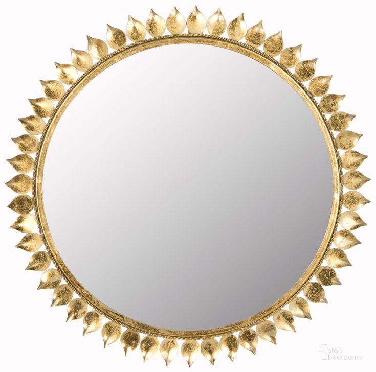 The appearance of Leaf Crown Sunburst Mirror designed by Safavieh in the traditional interior design. This antique gold piece of furniture  was selected by 1StopBedrooms from Safavieh MIR Collection to add a touch of cosiness and style into your home. Sku: MIR4025A. Product Type: Mirror. Image1