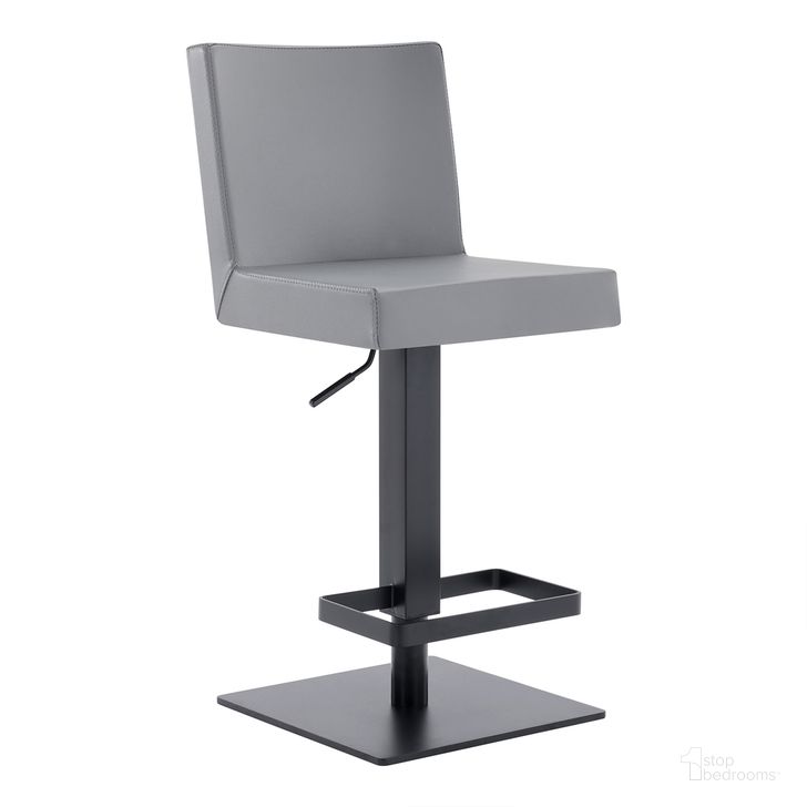 The appearance of Legacy Adjustable Height Swivel Gray Faux Leather and Black Metal Bar Stool designed by Armen Living in the modern / contemporary interior design. This gray piece of furniture  was selected by 1StopBedrooms from Legacy Collection to add a touch of cosiness and style into your home. Sku: LCLGSWBAMBGR. Product Type: Barstool. Material: Stainless Steel. Image1