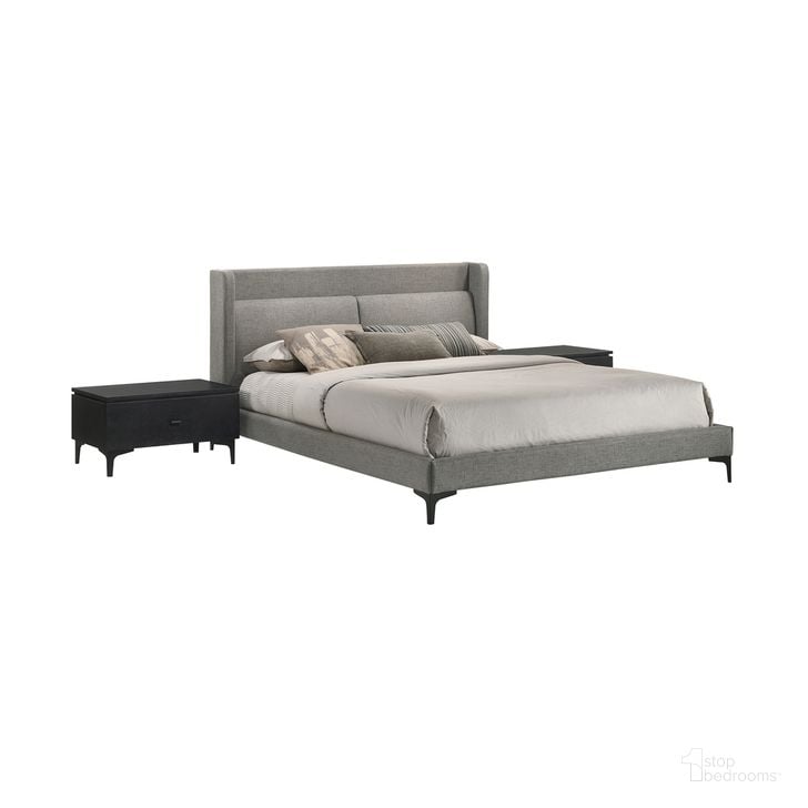 The appearance of Legend 3 Piece Queen Platform Bed and Nightstands Bedroom Set In Gray designed by Armen Living in the modern / contemporary interior design. This gray piece of furniture  was selected by 1StopBedrooms from Legend Collection to add a touch of cosiness and style into your home. Sku: LCLEBDCHQNBX1;LCLEBDCHQNBX2;LCLELABL;LCLELABL. Bed Type: Platform Bed. Material: Wood. Product Type: Bedroom Set. Bed Size: Queen. Image1