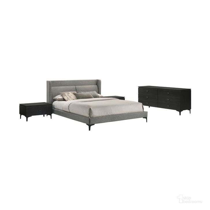 The appearance of Legend 4 Piece Queen Platform Bedroom Set In Gray designed by Armen Living in the modern / contemporary interior design. This gray piece of furniture  was selected by 1StopBedrooms from Legend Collection to add a touch of cosiness and style into your home. Sku: LCLEBDCHQNBX1;LCLEBDCHQNBX2;LCLEDRBL;LCLELABL;LCLELABL. Bed Type: Platform Bed. Material: Wood. Product Type: Bedroom Set. Bed Size: Queen. Image1