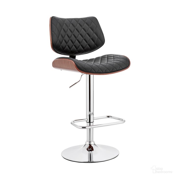 The appearance of Leland Adjustable Black Faux Leather and Chrome Finish Bar Stool designed by Armen Living in the modern / contemporary interior design. This black piece of furniture  was selected by 1StopBedrooms from Leland Collection to add a touch of cosiness and style into your home. Sku: LCLEBAWABL. Product Type: Barstool. Material: Iron. Image1
