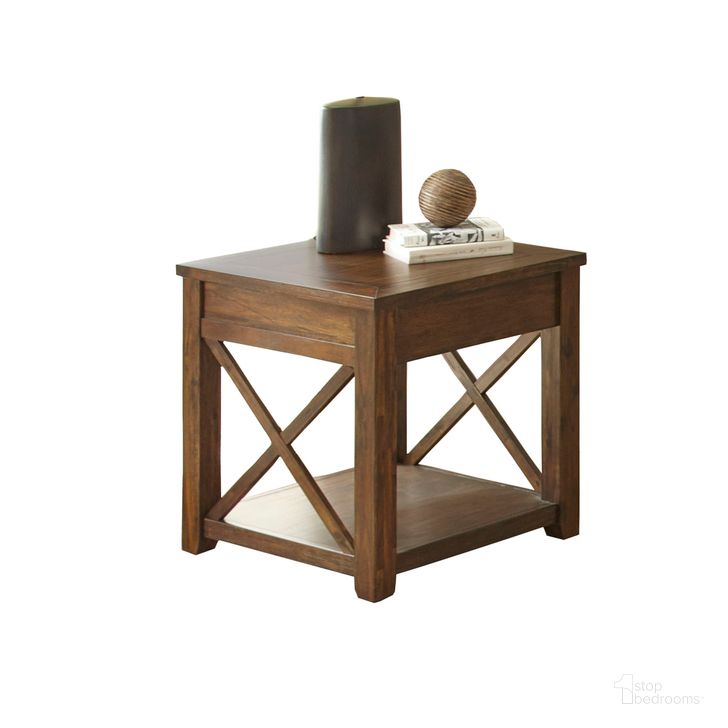The appearance of Lenka End Table designed by Steve Silver in the transitional interior design. This mocha piece of furniture  was selected by 1StopBedrooms from Lenka Collection to add a touch of cosiness and style into your home. Sku: LK100E. Material: Wood. Product Type: End Table. Image1