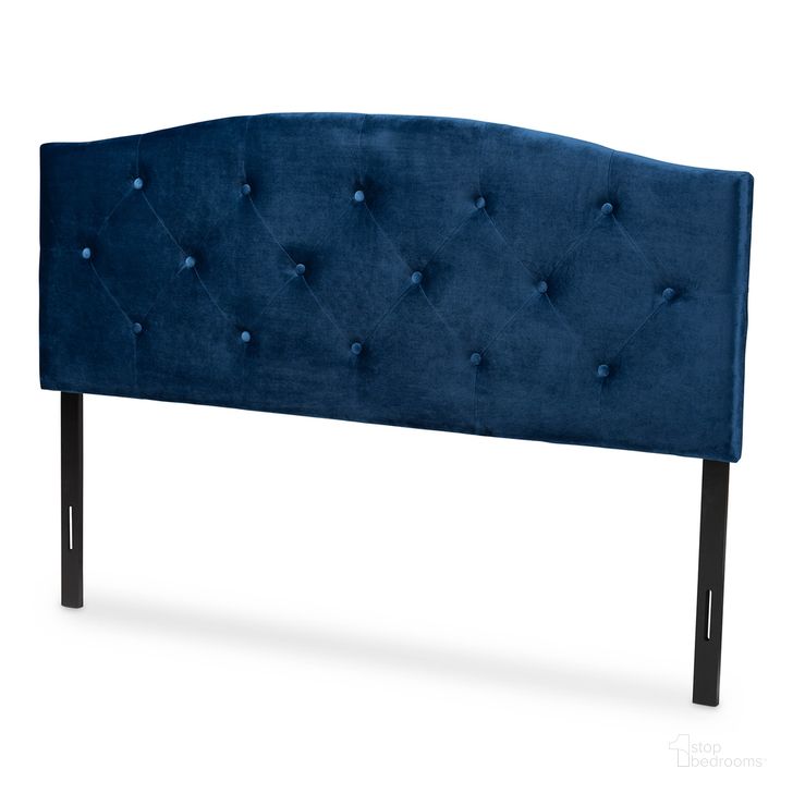 The appearance of Leone Velvet Fabric Upholstered Full Headboard In Navy Blue designed by Baxton Studio in the modern / contemporary interior design. This navy blue piece of furniture  was selected by 1StopBedrooms from Leone Collection to add a touch of cosiness and style into your home. Sku: Leone-Navy Blue Velvet-HB-Full. Product Type: Headboard. Bed Size: Full. Material: MDF. Image1